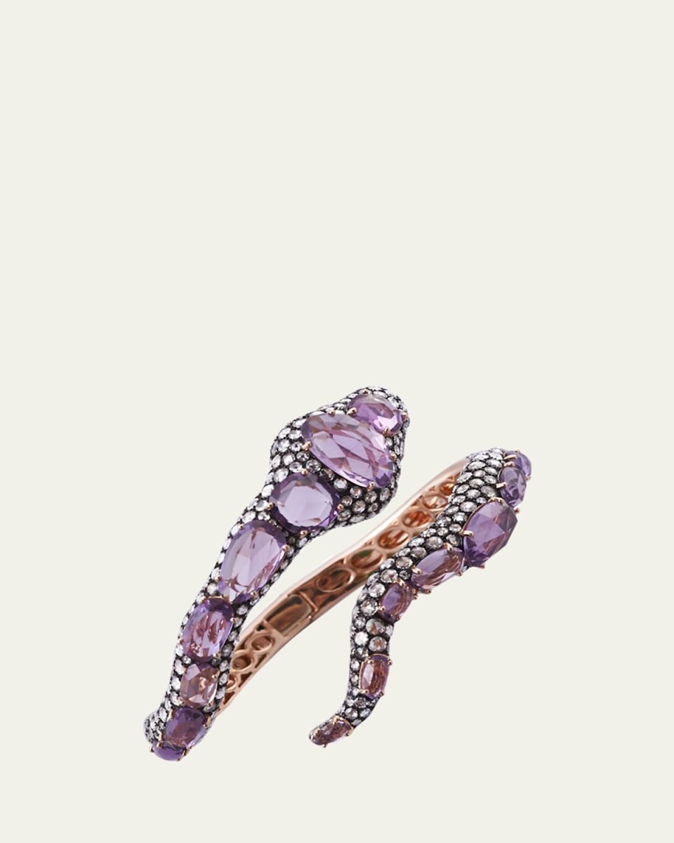 Serpente Di Luce Cuff in 18K Gold with Amethyst and Diamonds